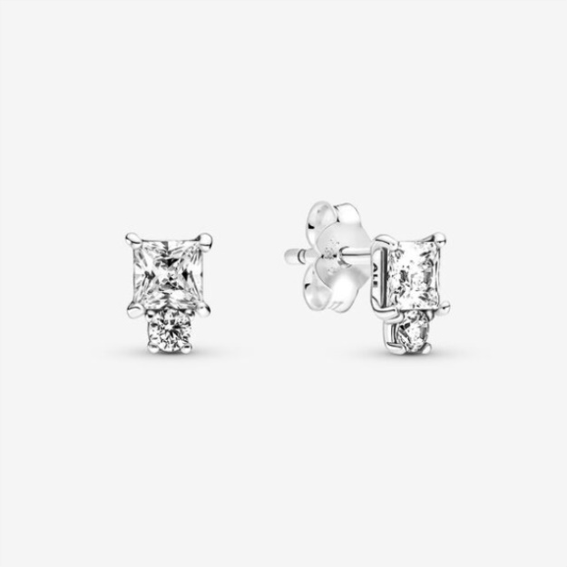 Sparkling Round Square Earrings Pandora